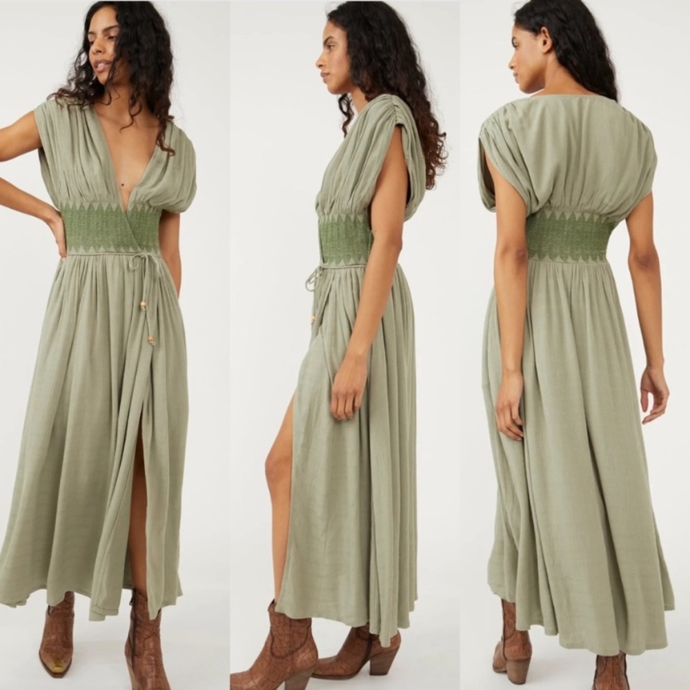 Free People Devon green Maxi Dress in Size M